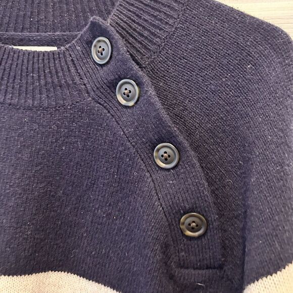 LL Bean Signature XL White Sailcloth Striped Wool-Blend Kingfield Warm‎ Sweater - Picture 2 of 7